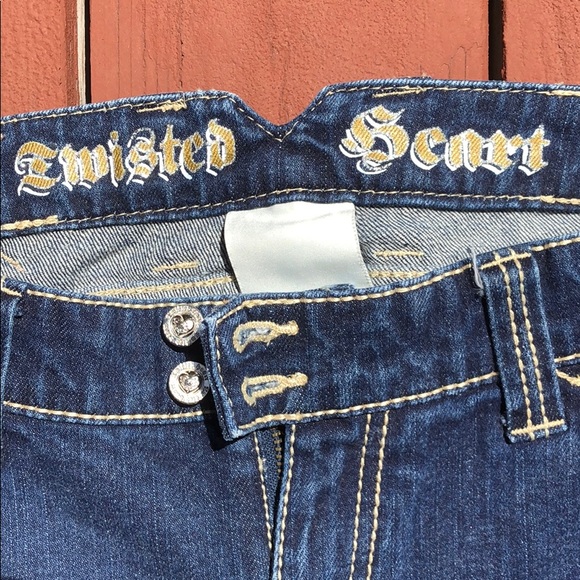 TWISTED HEART RHINESTONE POCKET JEANS, SIZE 30 - Picture 6 of 8
